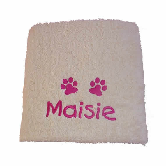cream Personalised Dog Drying Towel