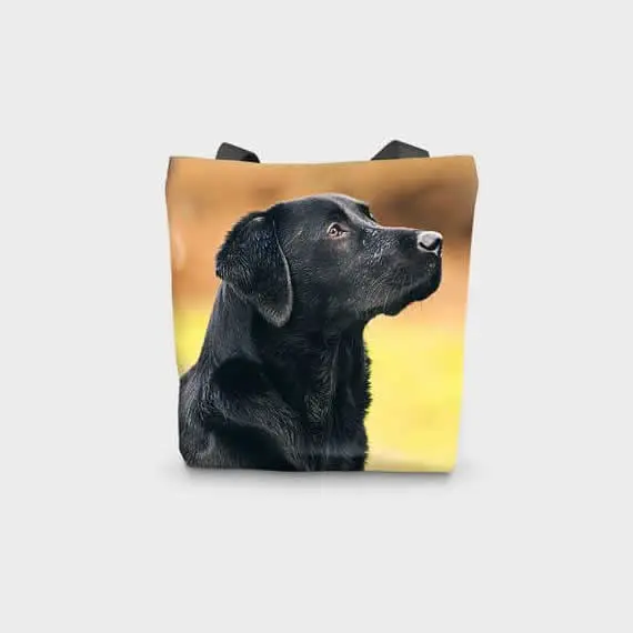 Canvas Cotton Printed Totes Black Lab Dog Bag