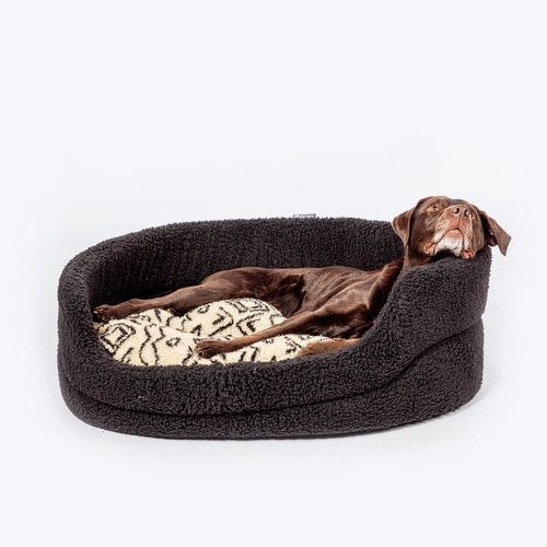 Fleece Beige Oval Slumber Bed – Danish Design Dog Beds