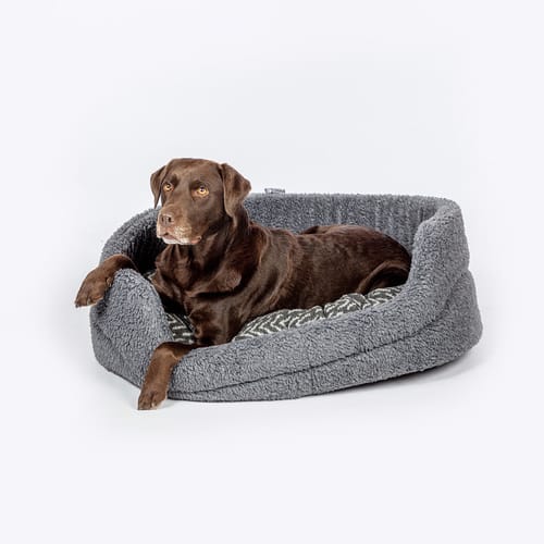 Fleece Grey Oval Slumber Bed – Danish Design Dog Beds