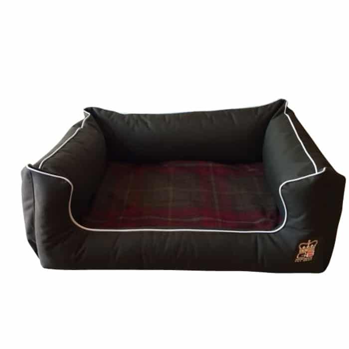 memory foam dog bed green check