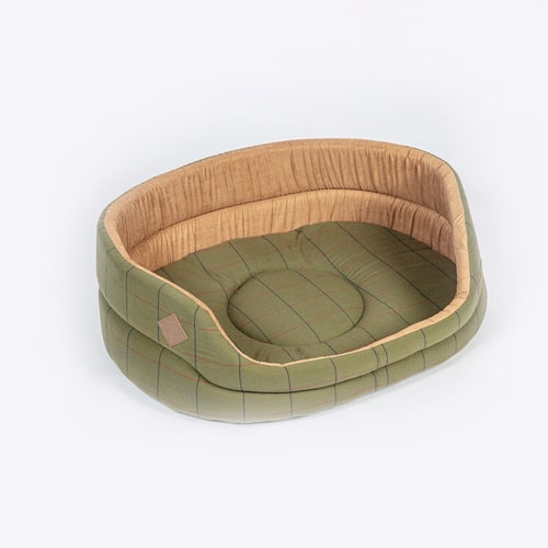Green Tweed High Sided Basket Slumber | Danish Design Dog Bed 